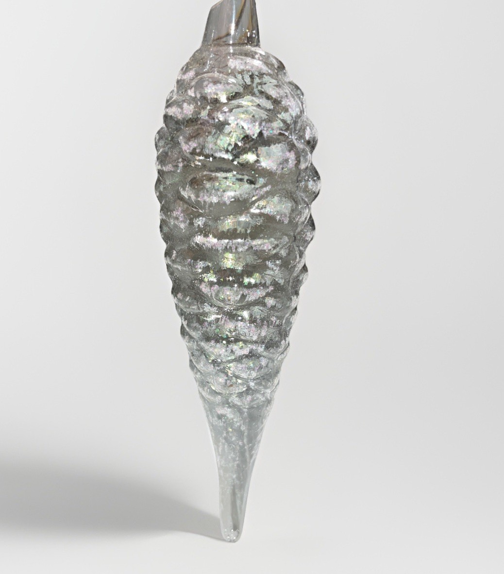 Vintage Elongated Blown Glass Transparent Pinecones-SET OF 3-Christmas Ornament