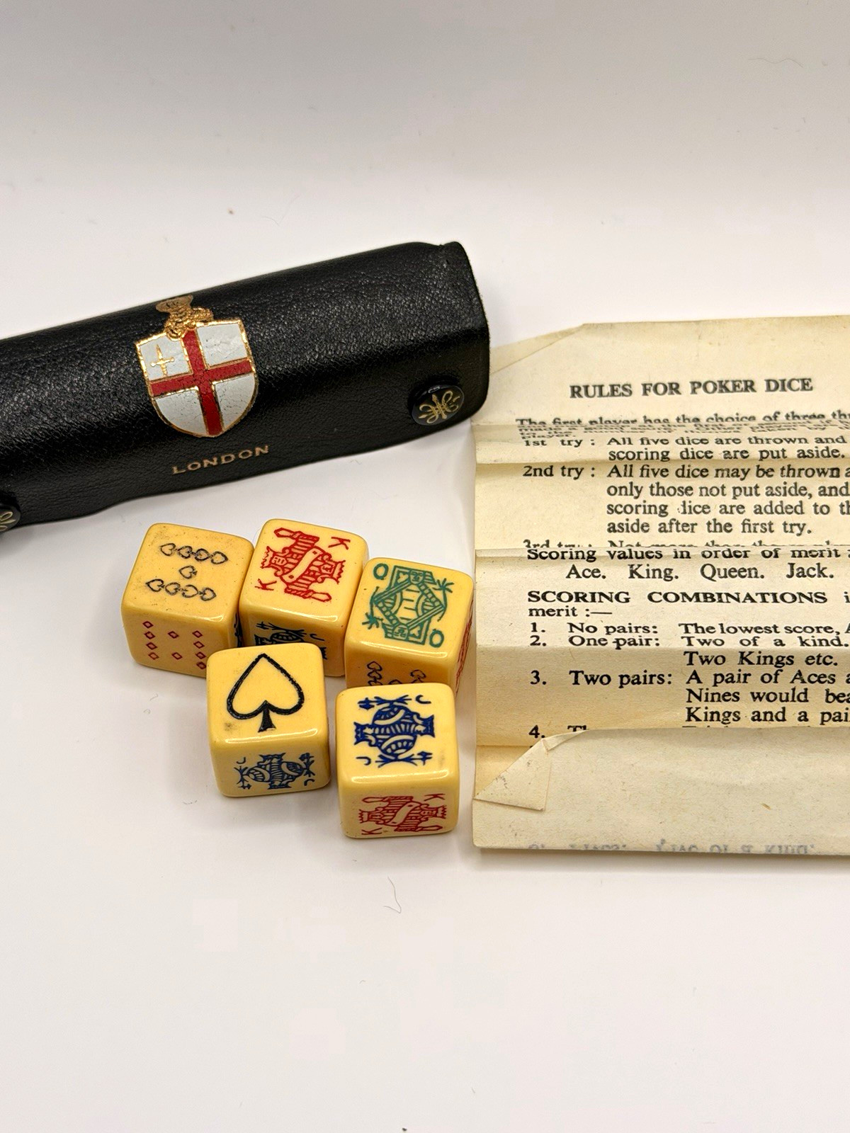 Rare Vintage Asprey London Poker Dice - Complete Set w/ instructions 