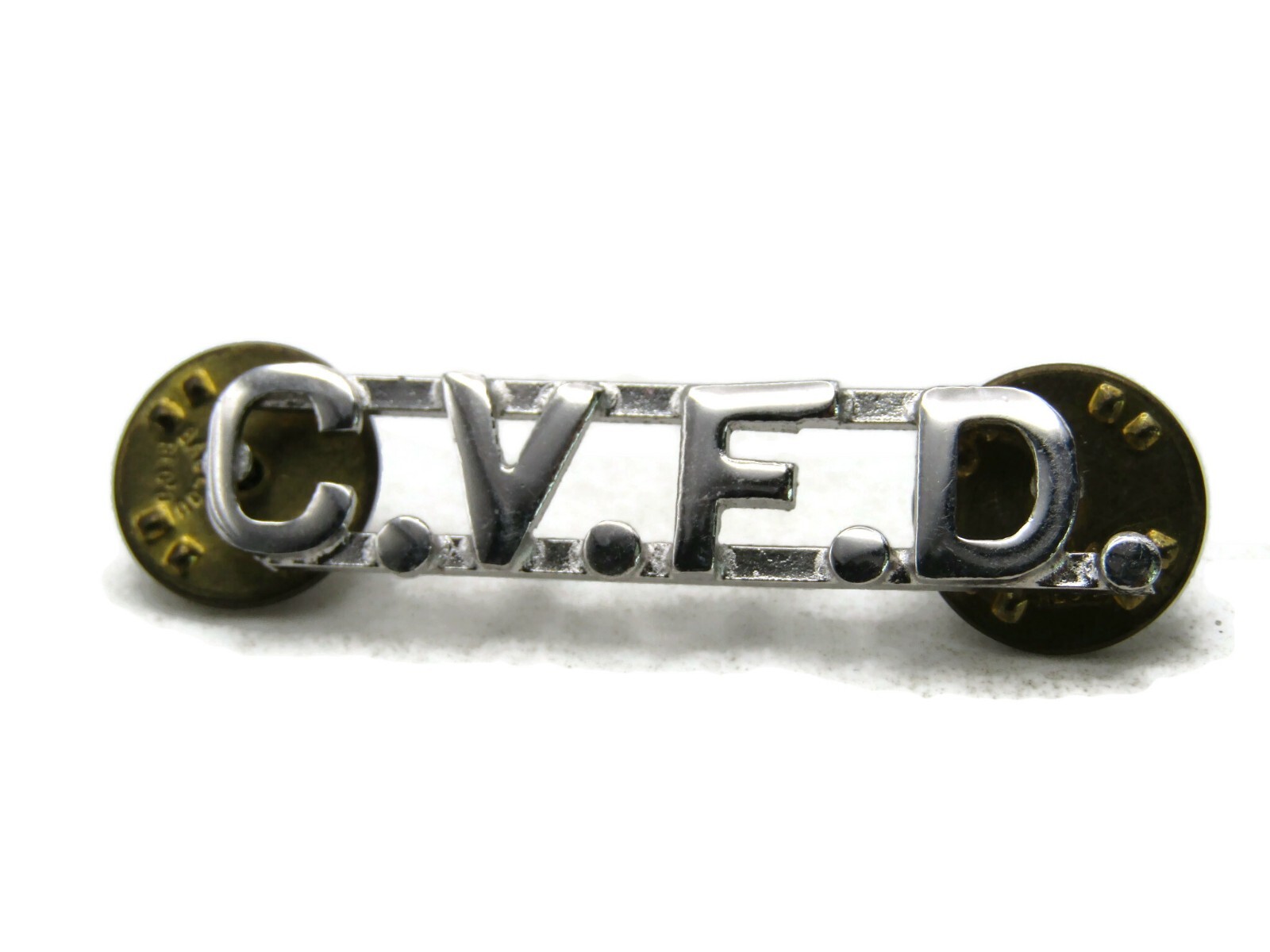 Vintage C.V.F.D. Fire Department Pin Silver Tone Metal Uniform Insignia Bar Vintage C.V.F.D. Fire Department Pin Silver Tone Metal Uniform Insignia Bar