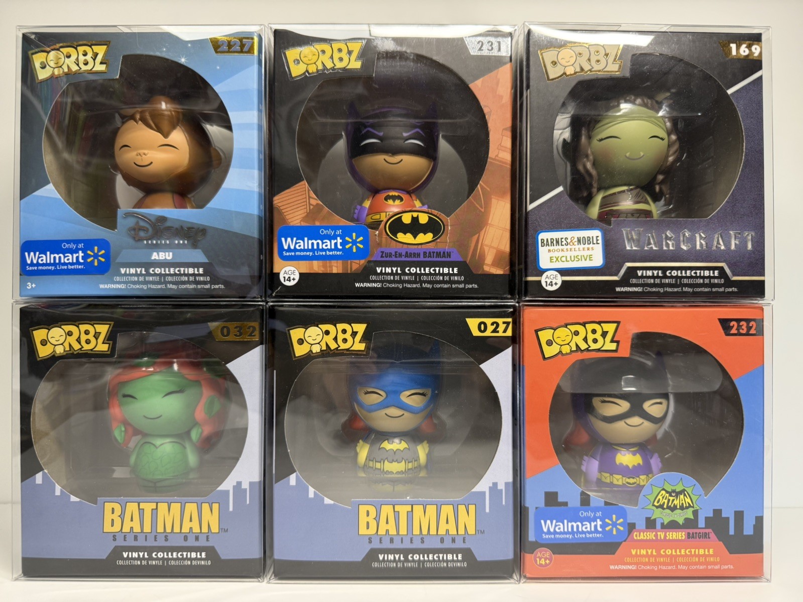 Funko Dorbz Lot of 6 DC Comics Batman, Batgirl, Disney, Warcraft NIB w/Protector Funko Dorbz Lot of 6 DC Comics Batman, Batgirl, Disney, Warcraft NIB w/Protector