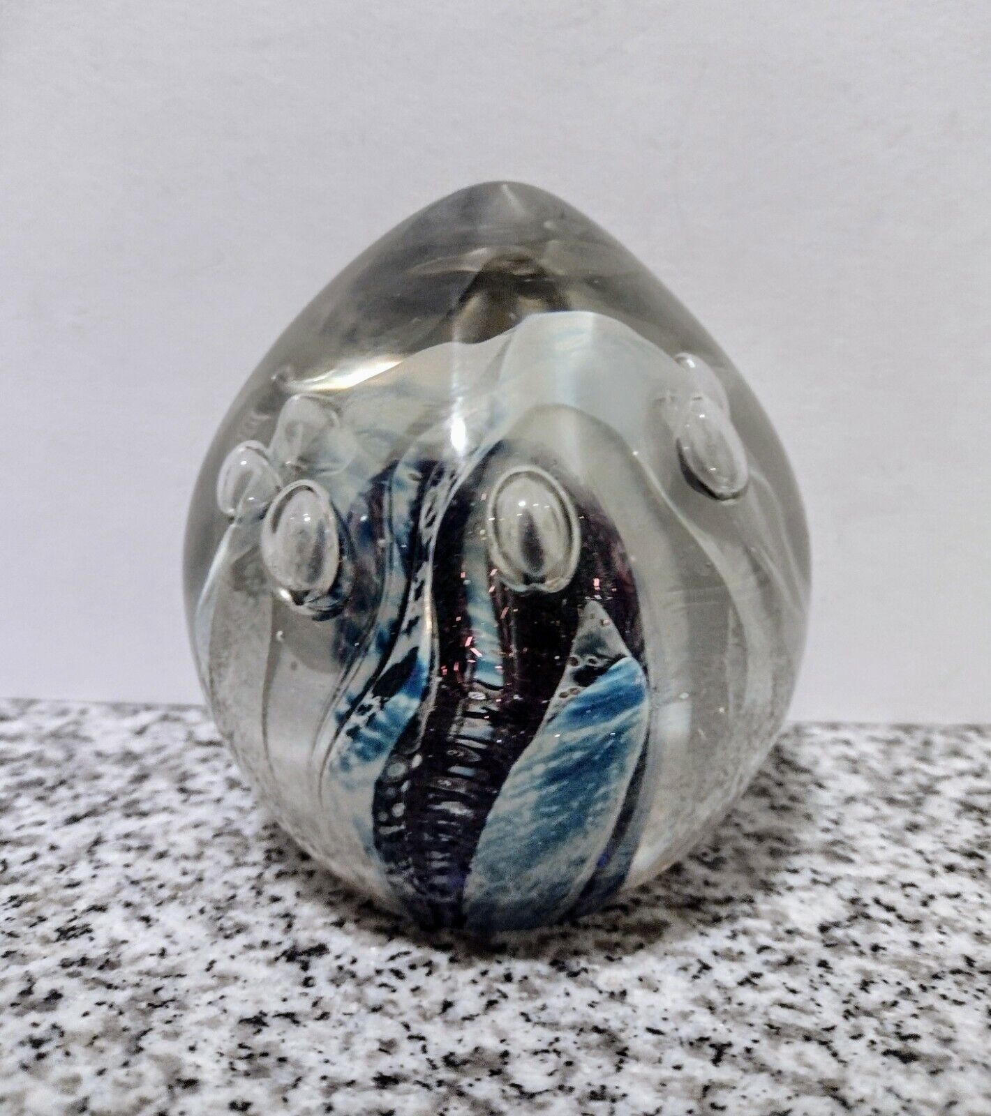 Robert Eickholt Paperweight Signed 1989 Iridescent Dichroic Art Glass Bubbles