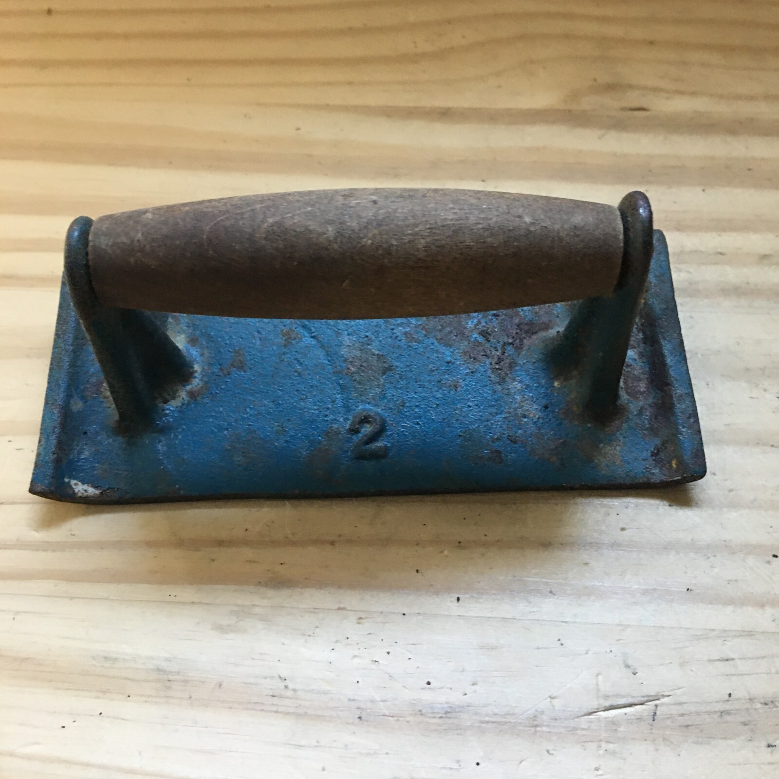 Vintage Concrete Groover/Edger Cast Iron Hand Tool Wood Handle #2 w/ Blue Paint Vintage Concrete Groover/Edger Cast Iron Hand Tool Wood Handle #2 w/ Blue Paint