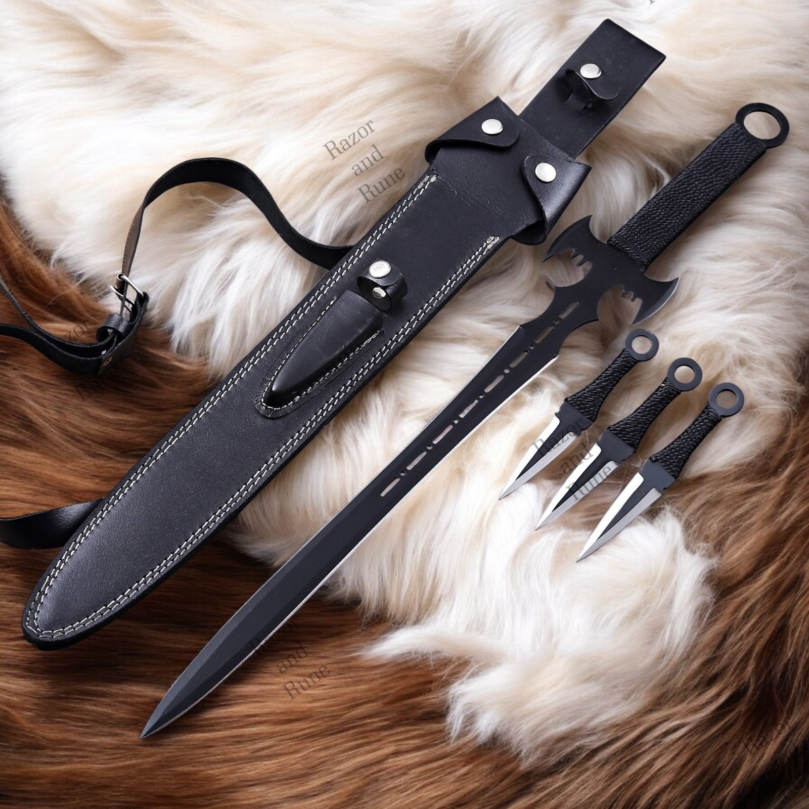 Batman Sword & Tactical Knife Set With Sheath Dark Knight Collectible Gift Item Batman Sword & Tactical Knife Set With Sheath Dark Knight Collectible Gift Item