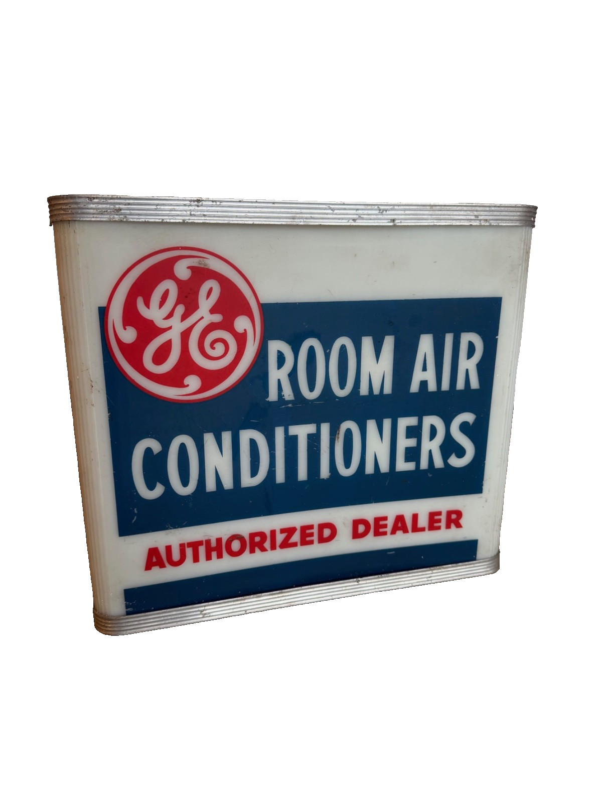Antique GE ROOM AIR CONDITIONERS AUTHORIZED DEALER Lighted Sign Fluted Trim