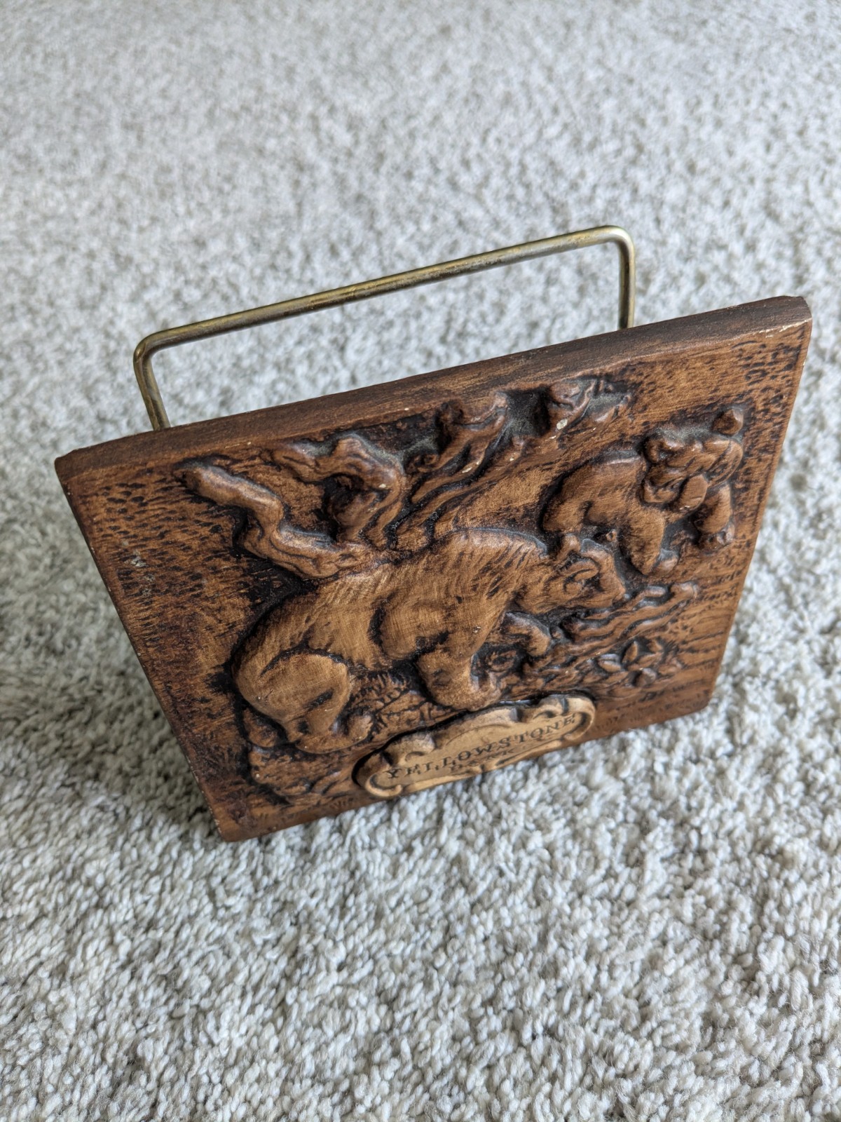 Vintage Yellowstone National Park Treasure Craft Souvenir Napkin/Letter Holder 