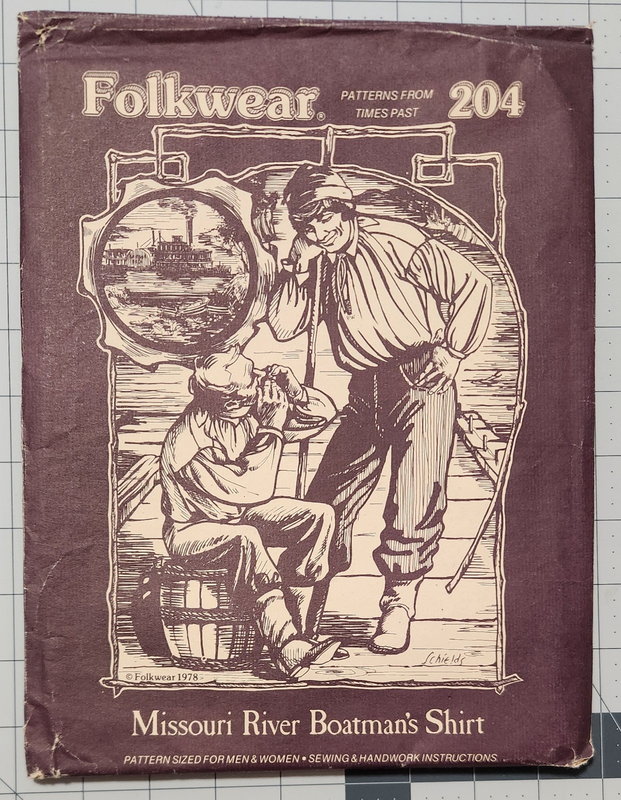 Vintage 1978 Folkwear Missouri River Boatman\'s Shirt Sewing Pattern 204 Cut