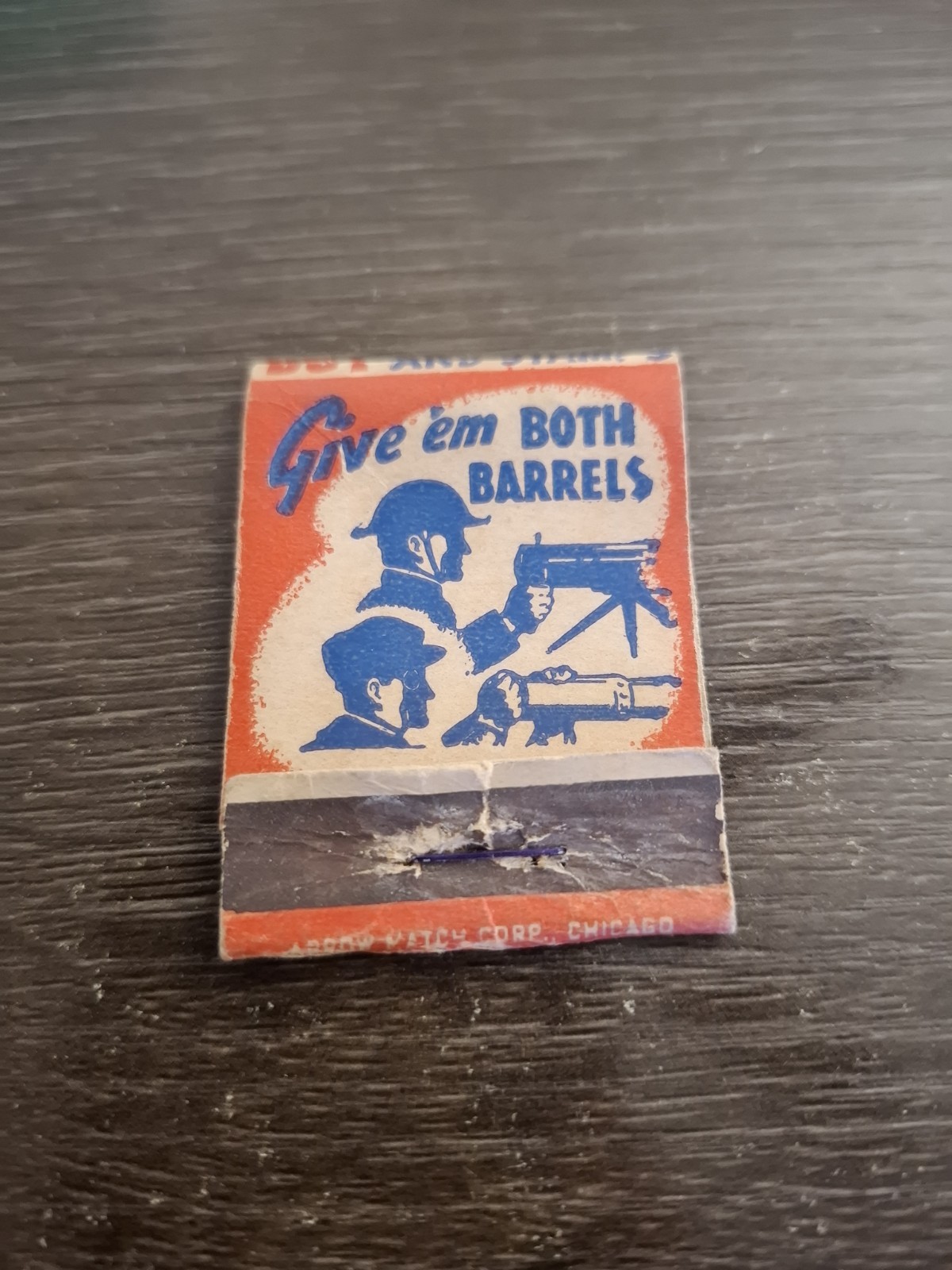 WWII c1940s General Douglas MacArthur Give Em Both Barrels War Bond Matchbook