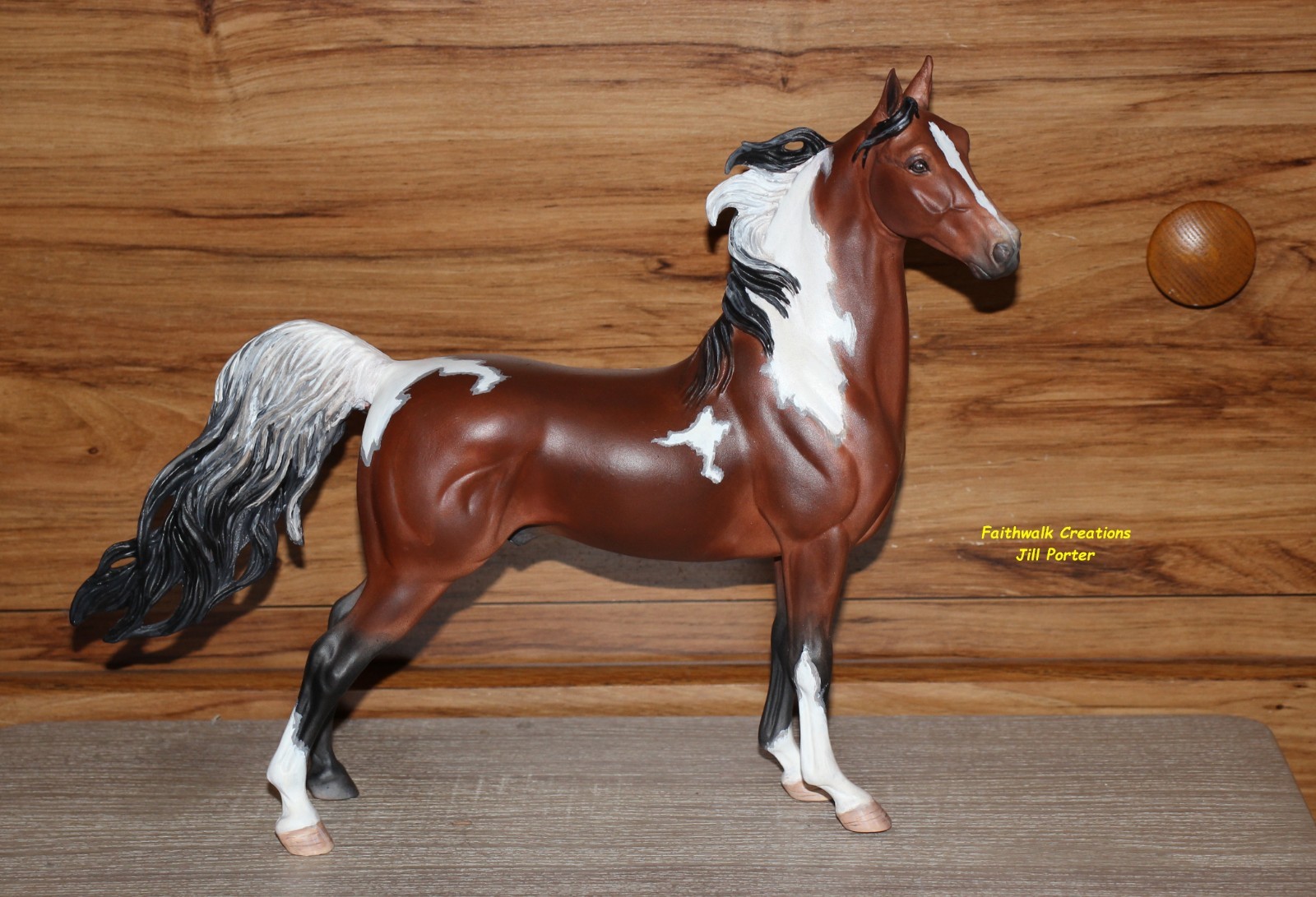 OOAK Breyer Trad Size #571 Standing Saddlebred Stallion Custom Bay Tobiano Horse