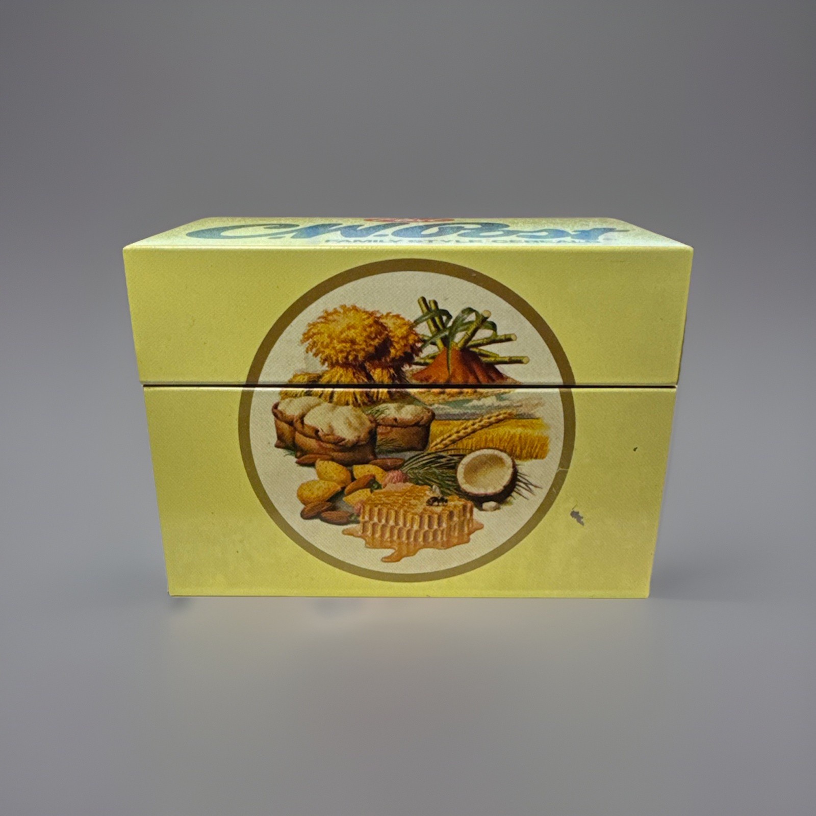 Vintage C.W. Post Family Style Cereals Recipe Box W/ Dividers Tin Metal Vintage C.W. Post Family Style Cereals Recipe Box W/ Dividers Tin Metal