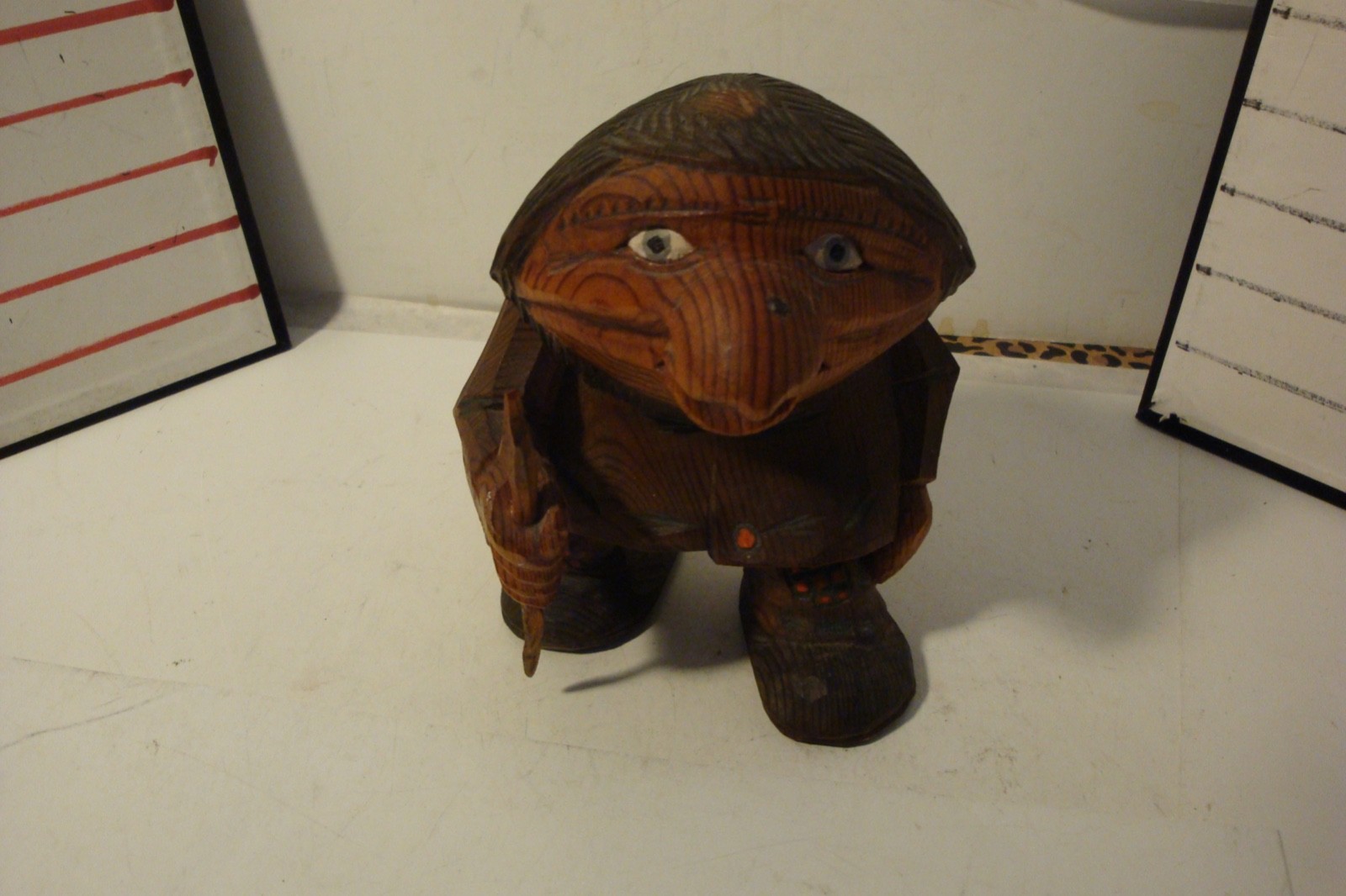 Vintage 1985 signed Ole Oien 6 inch hand carved Norway troll with staff
