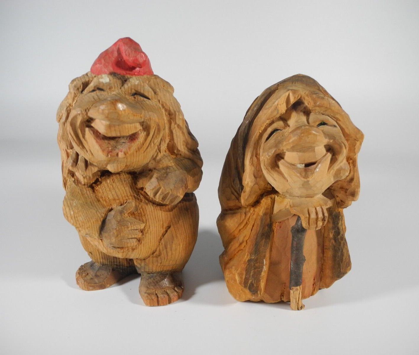 Hand Carved Wood Troll Couple - Norway
