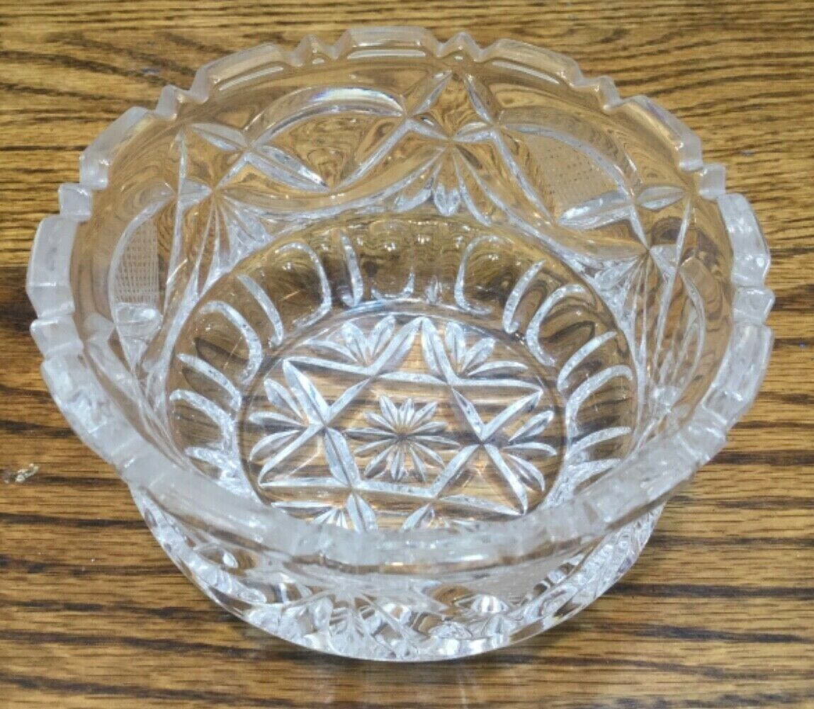 Vintage Cut & Pressed Glass Round Relish, Candy Dish 4 5/8\