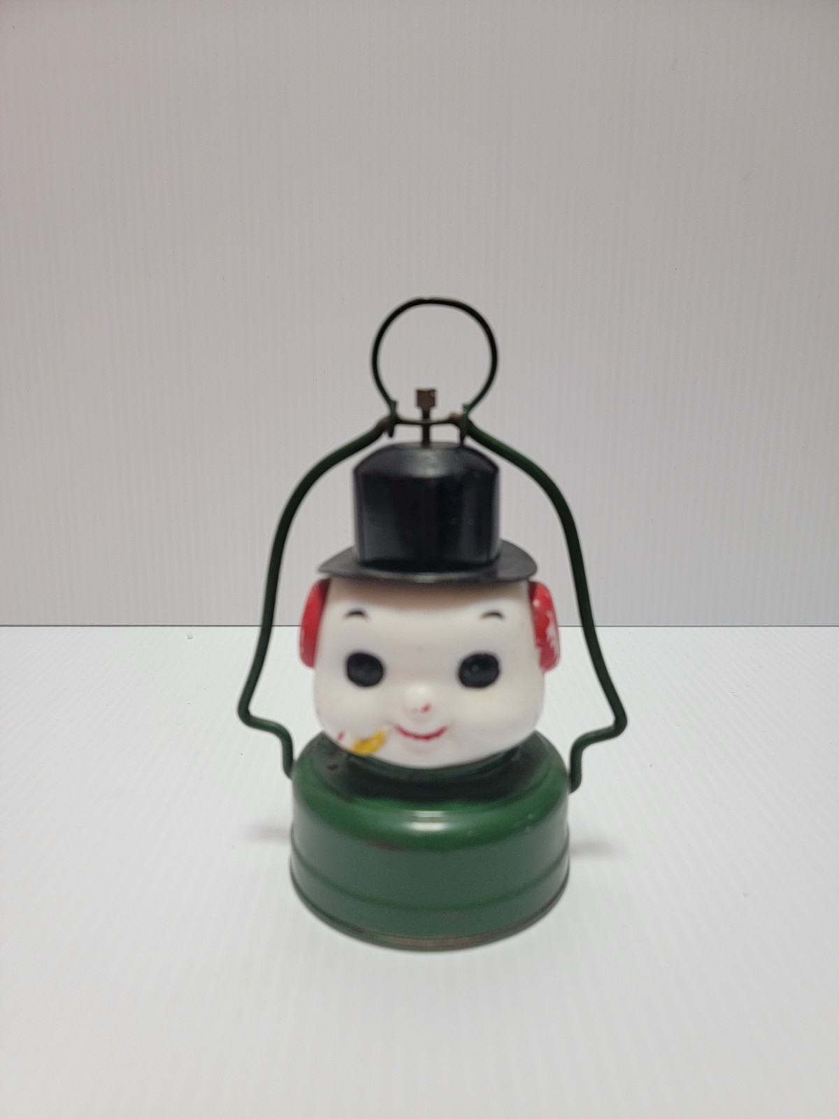 Vintage 1950's Amico Metal & Milk Glass Snowman Christmas Lantern *rare*