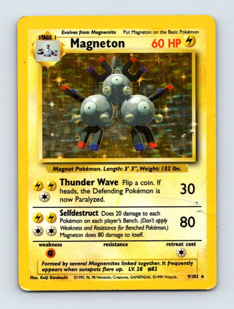 Magneton #9 Base Pokemon Card DMG