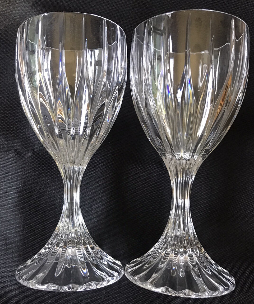 2 Mikasa Park Lane Crystal Wine Glasses 6 3/8” Discontinued Vintage Wedding