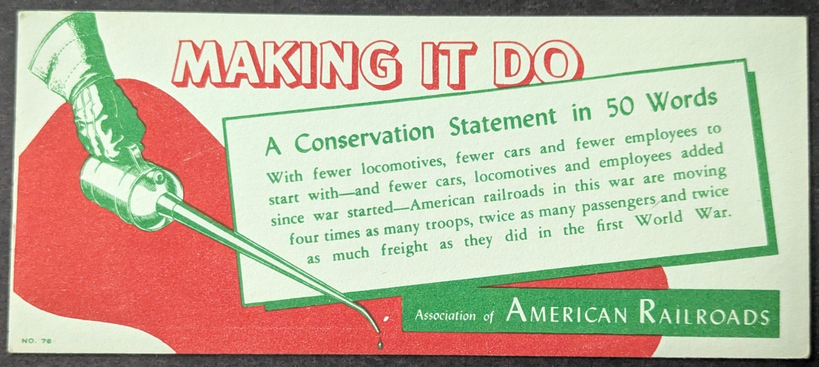 ***VINTAGE WWII ERA MAKING IT DO CONSERVATION RAILROAD BLOTTER***UNUSED ***VINTAGE WWII ERA MAKING IT DO CONSERVATION RAILROAD BLOTTER***UNUSED
