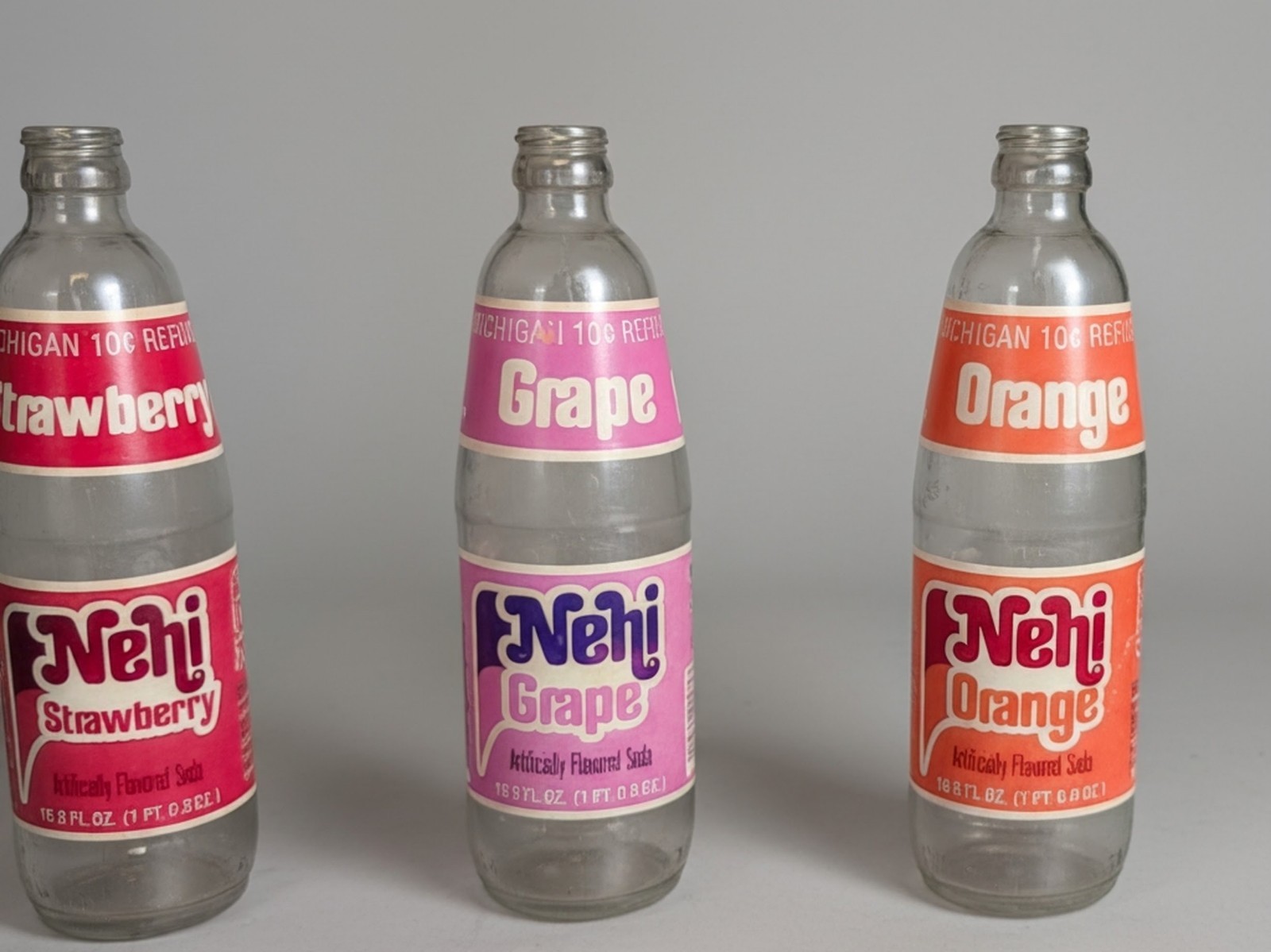 Vintage Nehi Soda Bottle Lot of 3 – Strawberry, Orange, Grape 16.9 oz ACL Clear Vintage Nehi Soda Bottle Lot of 3 – Strawberry, Orange, Grape 16.9 oz ACL Clear