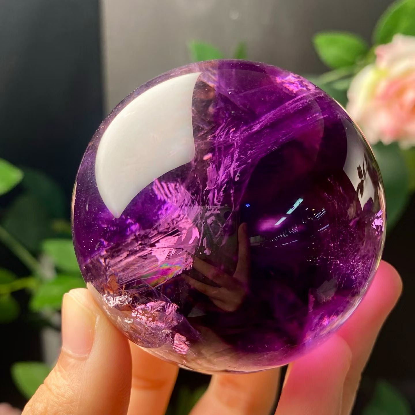 240g TOP Natural Amethyst Quartz Sphere Crystal Energy Ball Reiki Decor