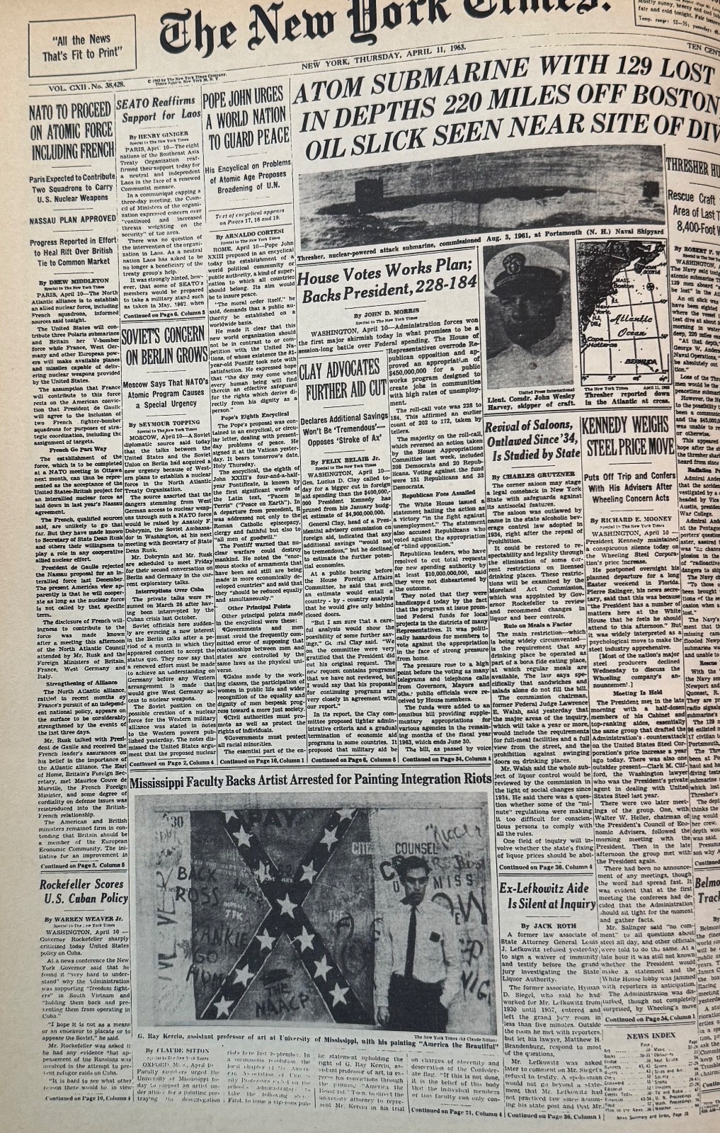 Vintage crash of Submarine Thresher NEW YORK TIMES News Article Estate Sale Find Vintage crash of Submarine Thresher NEW YORK TIMES News Article Estate Sale Find