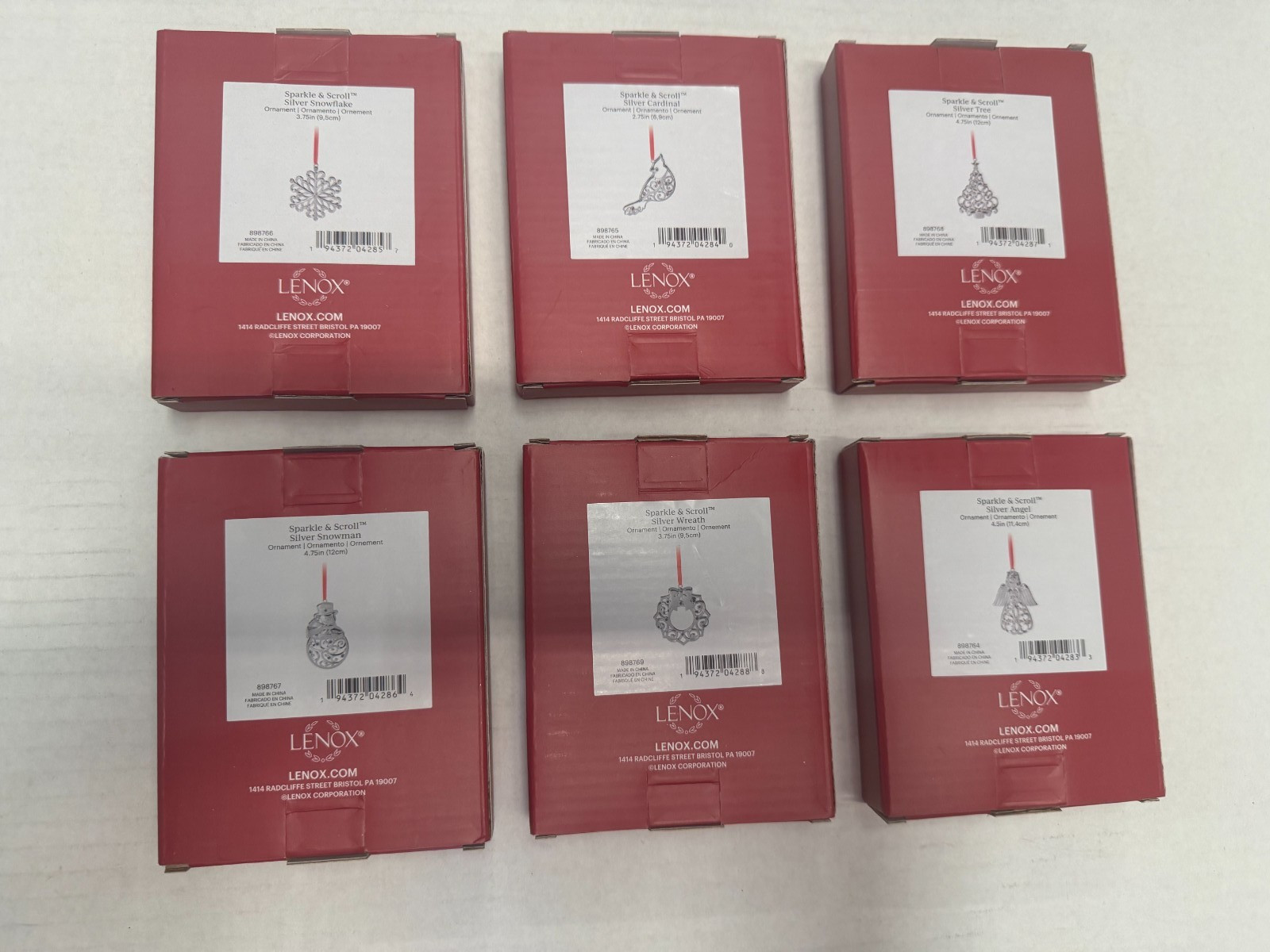 Lot 6 Lenox Sparkle and Scroll Silver Christmas Ornaments New Lot 6 Lenox Sparkle and Scroll Silver Christmas Ornaments New