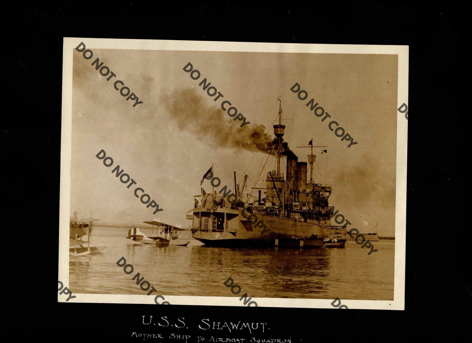 Antique c. 1915 USS Shawmut US Atlantic Fleet Ship Boat Salem CM-11 8.5x6.5”