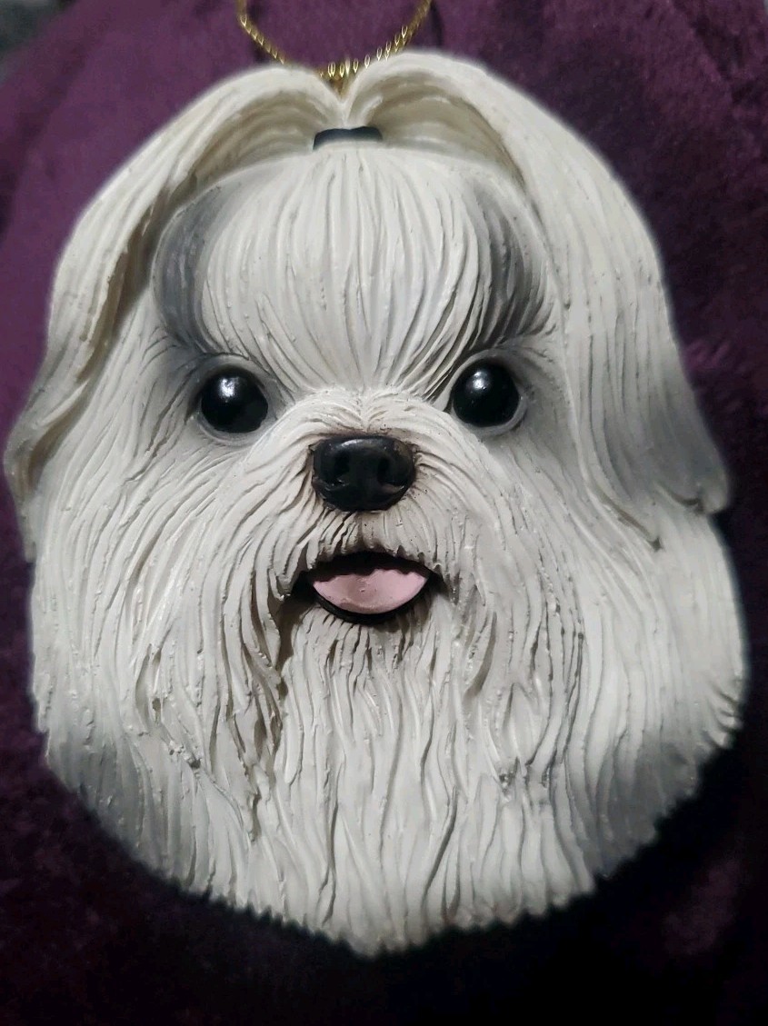 Shih Tzu Resin Christmas Ornament Bust 3D Realistic Life-like 3x2.5 New Vtg Shih Tzu Resin Christmas Ornament Bust 3D Realistic Life-like 3x2.5 New Vtg