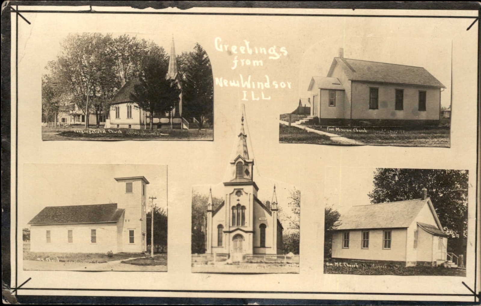 New Windsor IL Churches E. T. Carlson c1910s Real Photo Vintage Postcard bhn New Windsor IL Churches E. T. Carlson c1910s Real Photo Vintage Postcard bhn