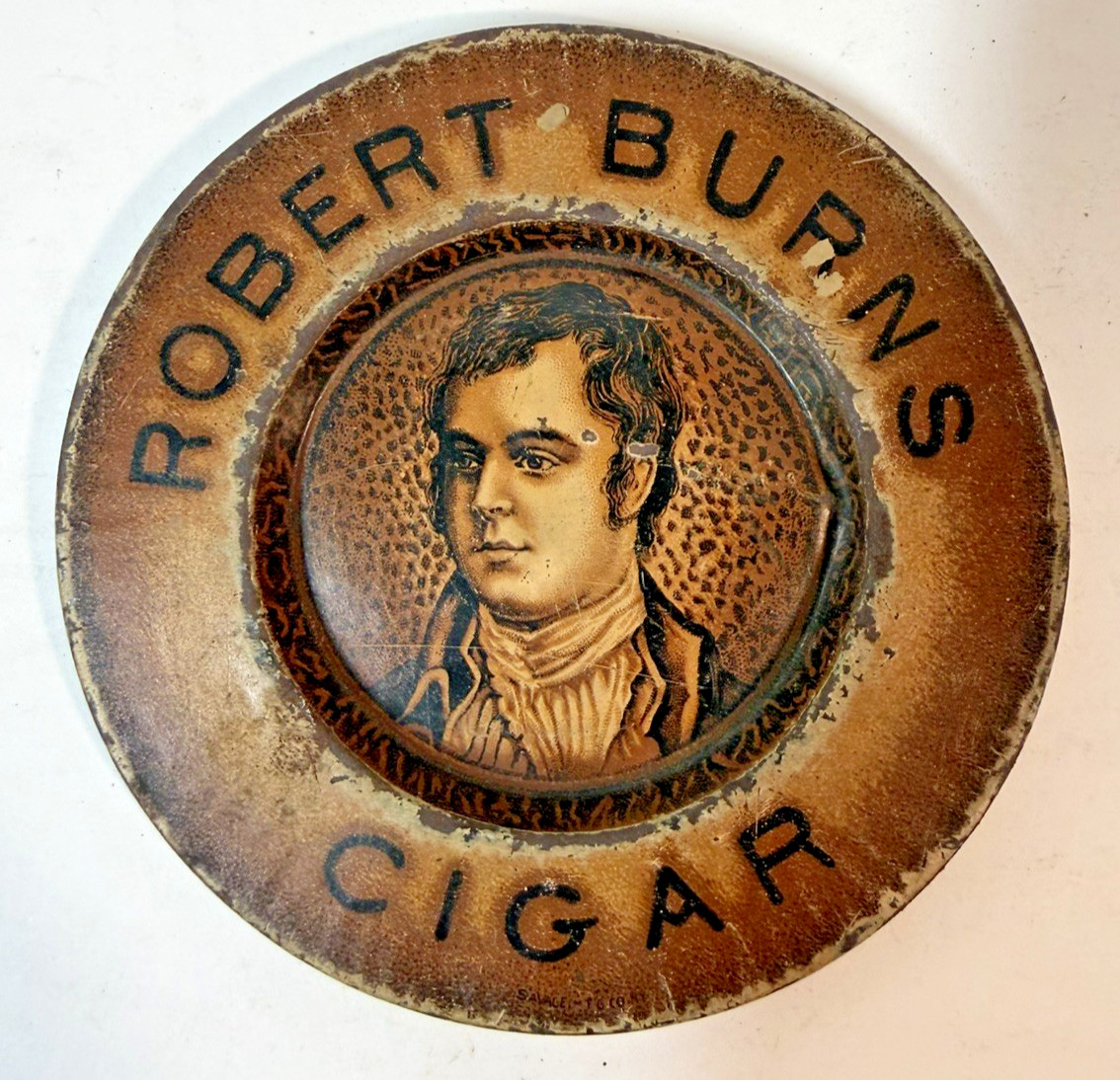 Antique Robert Burns Cigar Advertising Tip Tray - Ashtray Tin Litho Tobacco Ad Antique Robert Burns Cigar Advertising Tip Tray - Ashtray Tin Litho Tobacco Ad