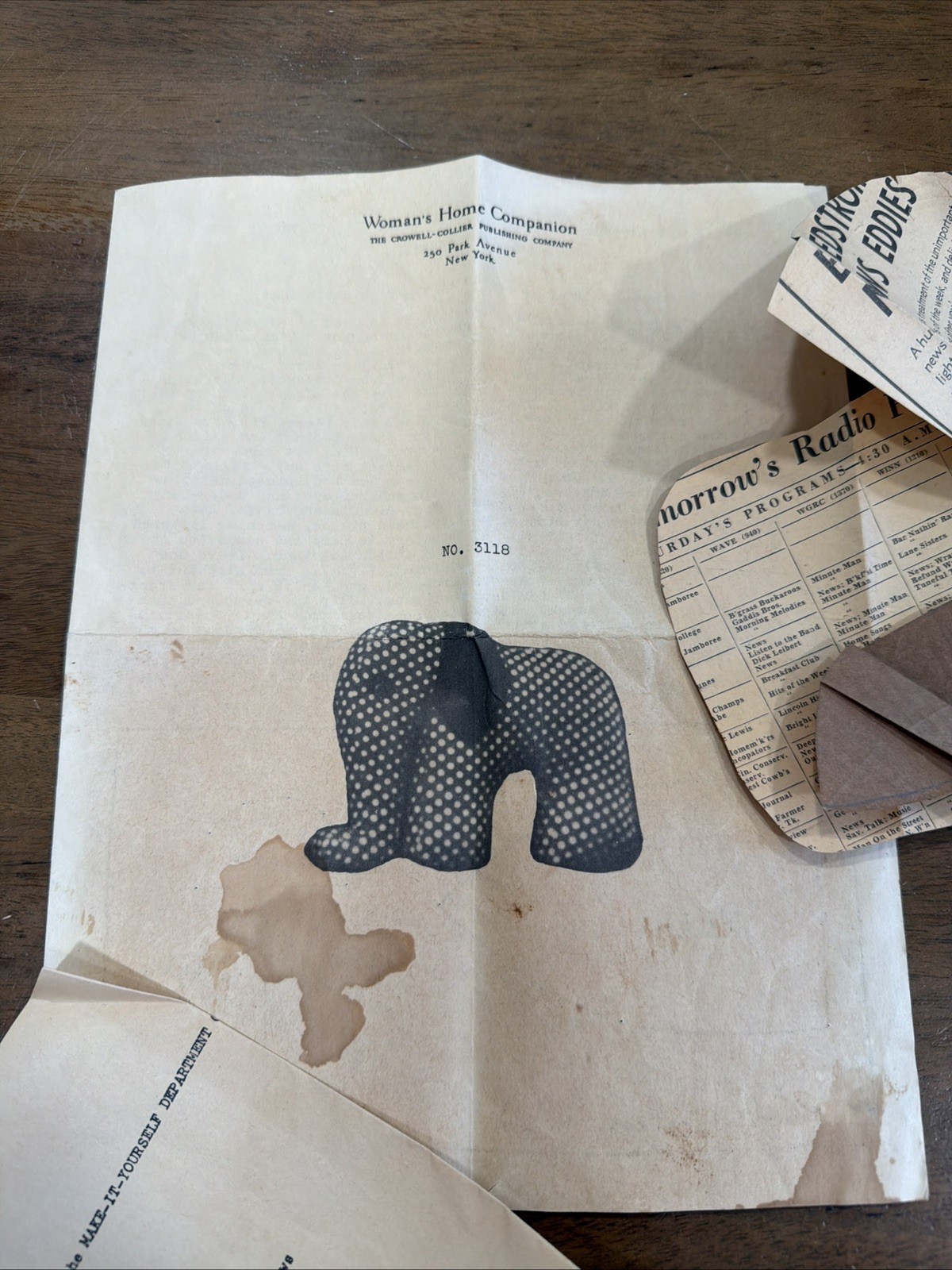 VTG 1930s Uncut Sewing Patterns by Mail for 3 Stuffed Fabric Toys Animals