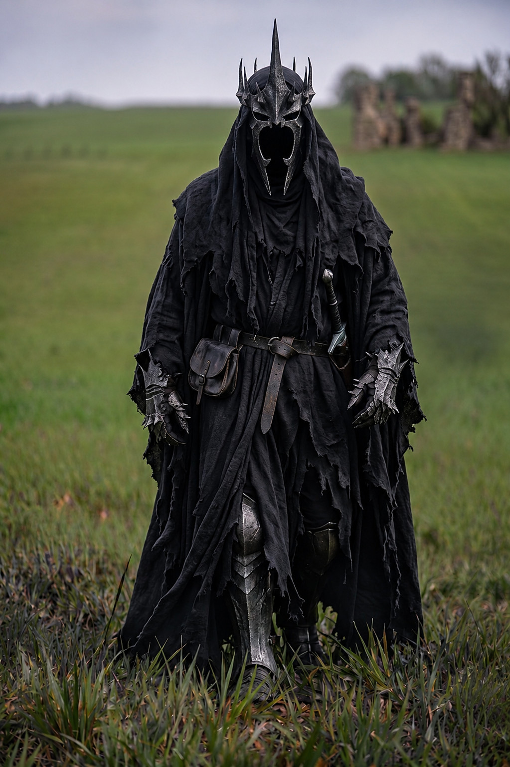 Witch King Costume | Cosplay | Ringwraith Robe | Tattered Hooded Black Cape