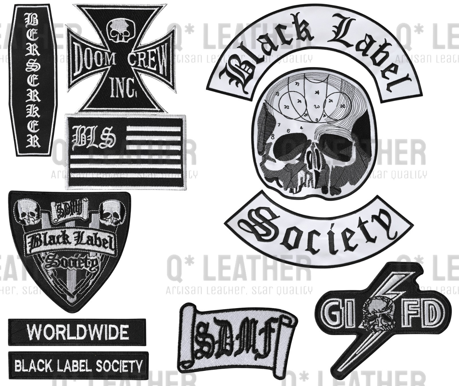 BLACK LABEL SOCIETY COMPLETE 11 PCS EMBROIDERED PATCH SET Iron/ Sew On Vest BLACK LABEL SOCIETY COMPLETE 11 PCS EMBROIDERED PATCH SET Iron/ Sew On Vest