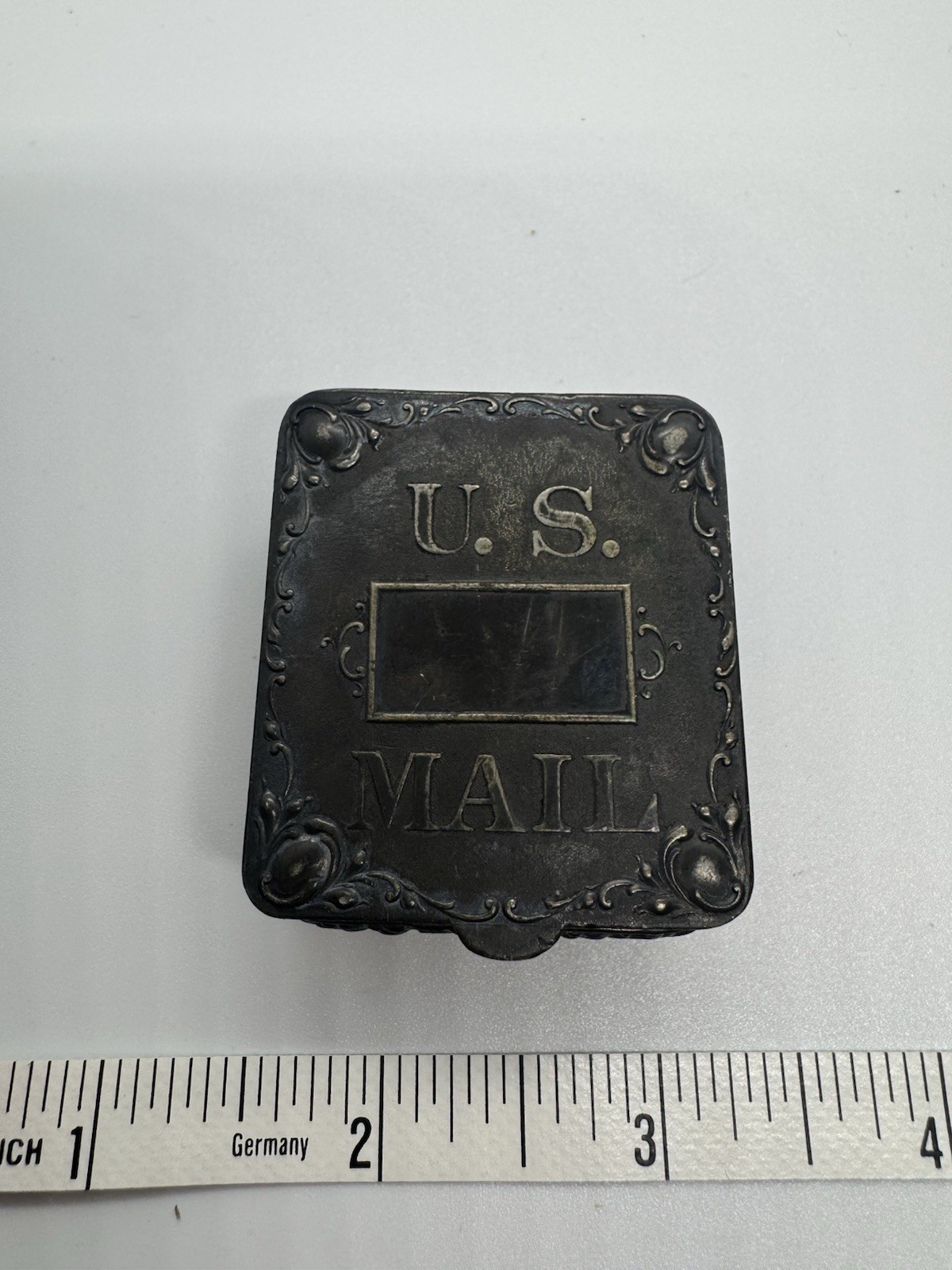 Antique Victorian Era Art Nouveau Quadruple Plate U.S. Postage Stamp Box Antique Victorian Era Art Nouveau Quadruple Plate U.S. Postage Stamp Box