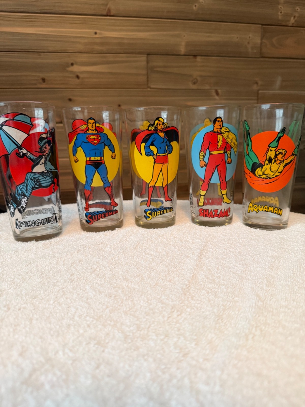 1976 Pepsi DC Comics Super Series Glasses Lot 5 Superman Supergirl Shazam