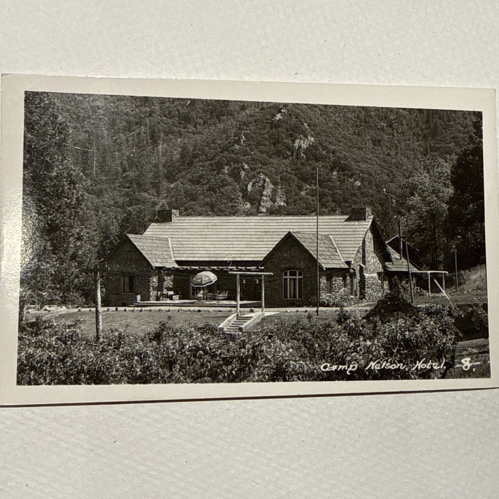 Vintage Real Photo Postcard Rppc Camp Nelson Lodge Hotel Porterville California