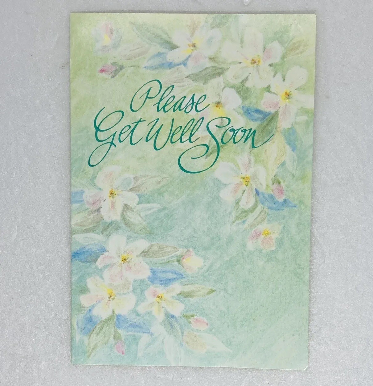 Fantasy Paper Get Well Card “Many Good Wishes Are Sent” Floral Flower Art P4