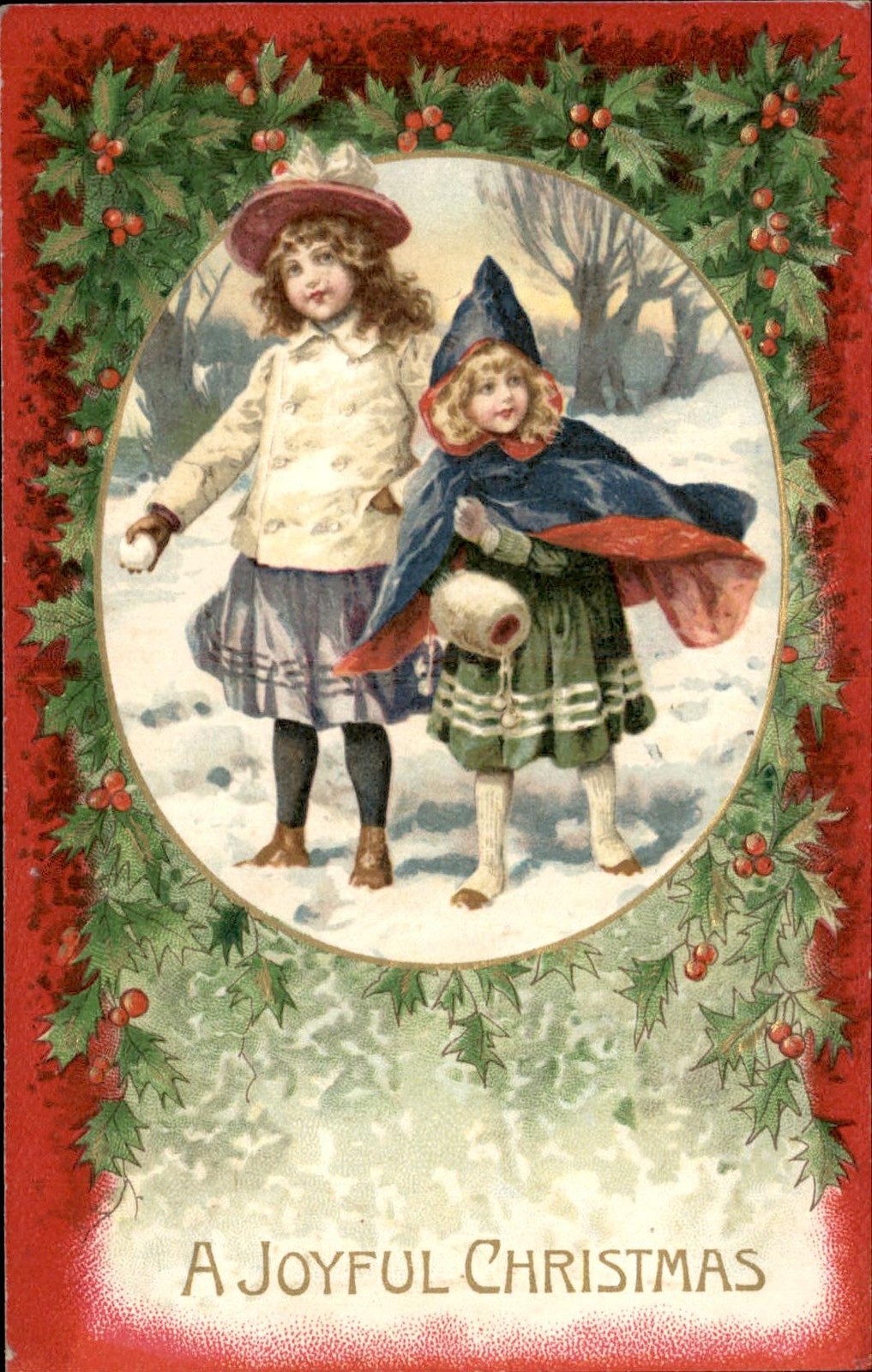 Christmas Children in Winter Clothes Winter Scene c1900s-10s Vintage Postcard Christmas Children in Winter Clothes Winter Scene c1900s-10s Vintage Postcard
