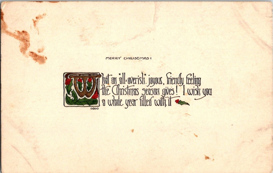 Vintage 1910 Christmas Postcard Handwritten Holiday Greetings Vermont Vintage 1910 Christmas Postcard Handwritten Holiday Greetings Vermont