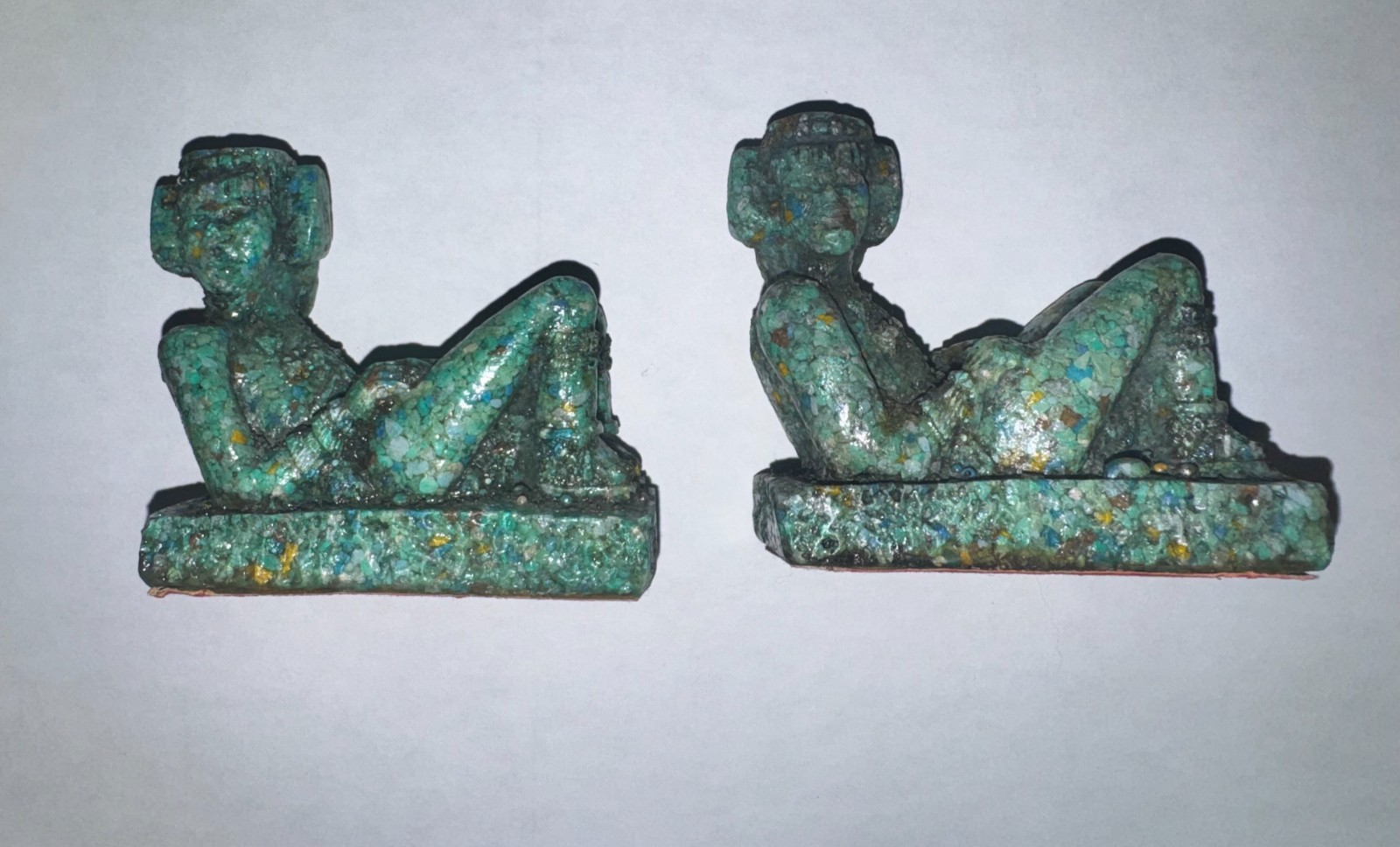 Vintage green and gold toned stone incense burners inca maya Mexican Cool Vintage green and gold toned stone incense burners inca maya Mexican Cool