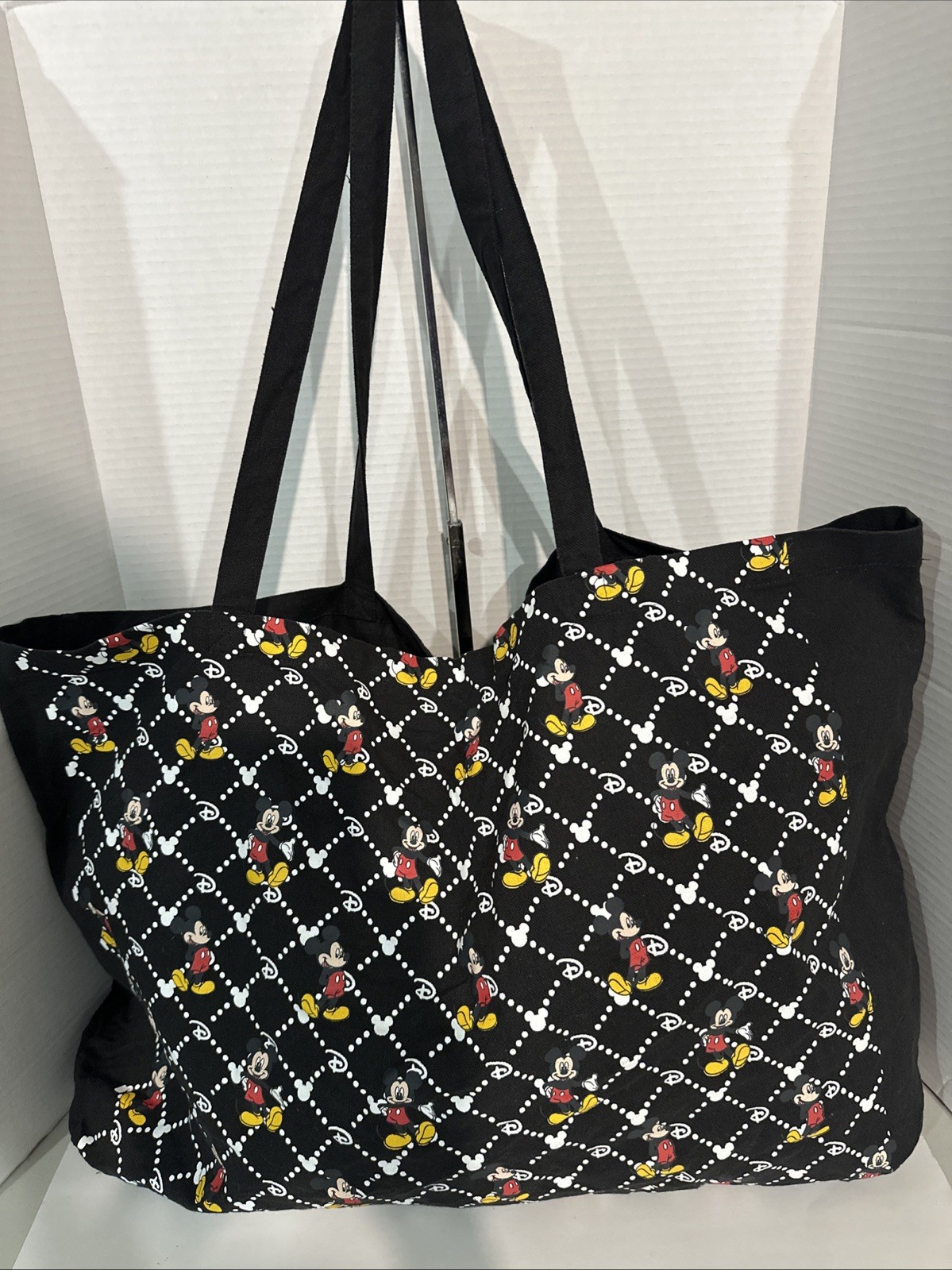 Mickey All-Over Pattern Black Disney Large Tote Bag