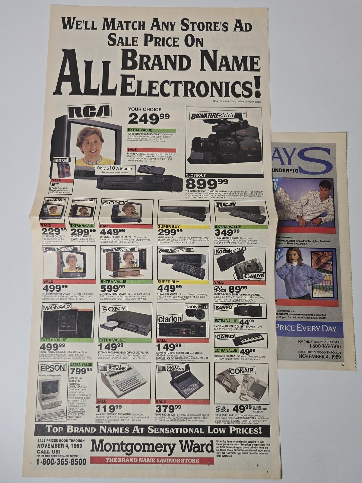 1989 Montgomery Ward Electronics Catalog RCA Camcorder VCR Stereo Vintage Ad 1989 Montgomery Ward Electronics Catalog RCA Camcorder VCR Stereo Vintage Ad