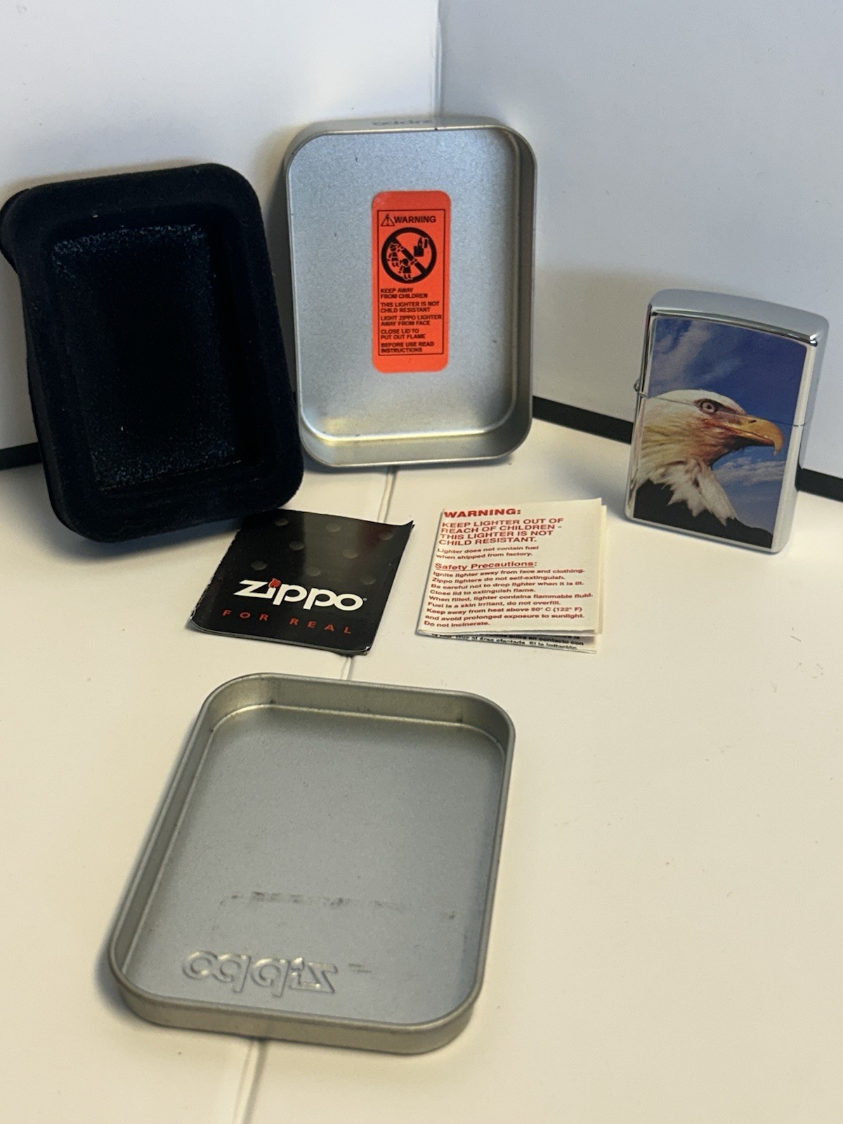 Vintage 2005 Zippo Regal Bald Eagle Lighter Retired Unstruck Mint In Box C 05