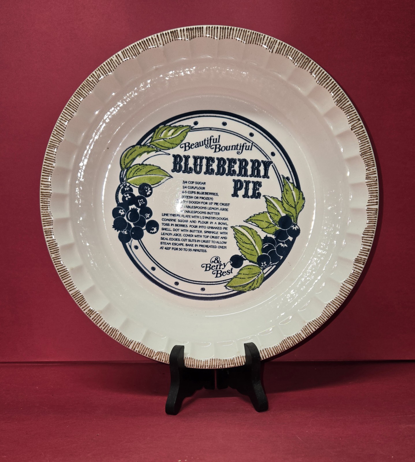1983 Royal China Co Blueberry Pie Recipe Plate Baking Country Harvest Ironstone