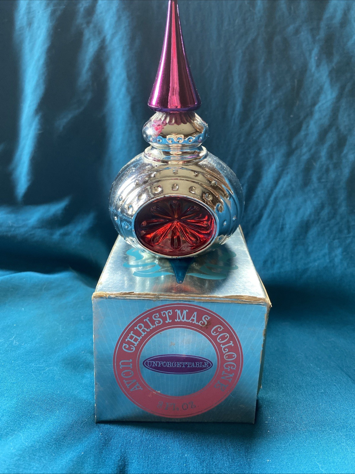 Avon Unforgettable Cologne Vintage 1968 Collectable Ornament Purple Christmas