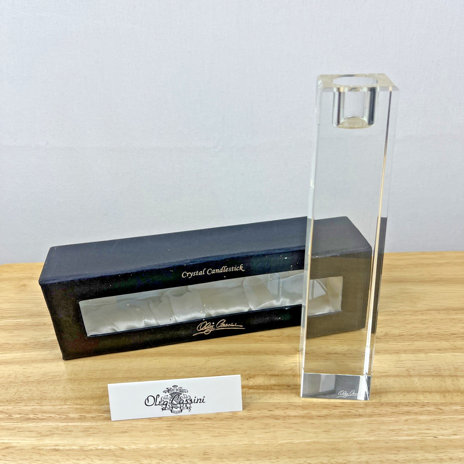 Oleg Cassini Signed Crystal Candlestick Kelly 8