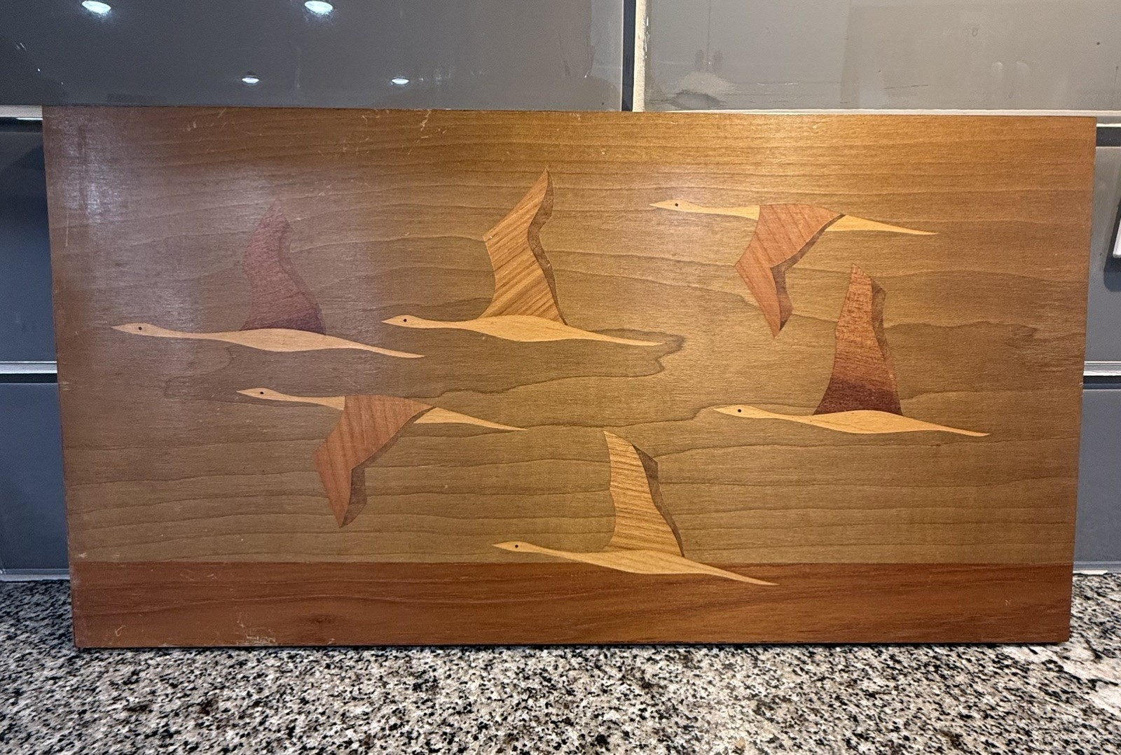 Vintage MCM German Wood Marquetry Plaque – Sergius Žurek (Worpswede, 1961) Vintage MCM German Wood Marquetry Plaque – Sergius Žurek (Worpswede, 1961)