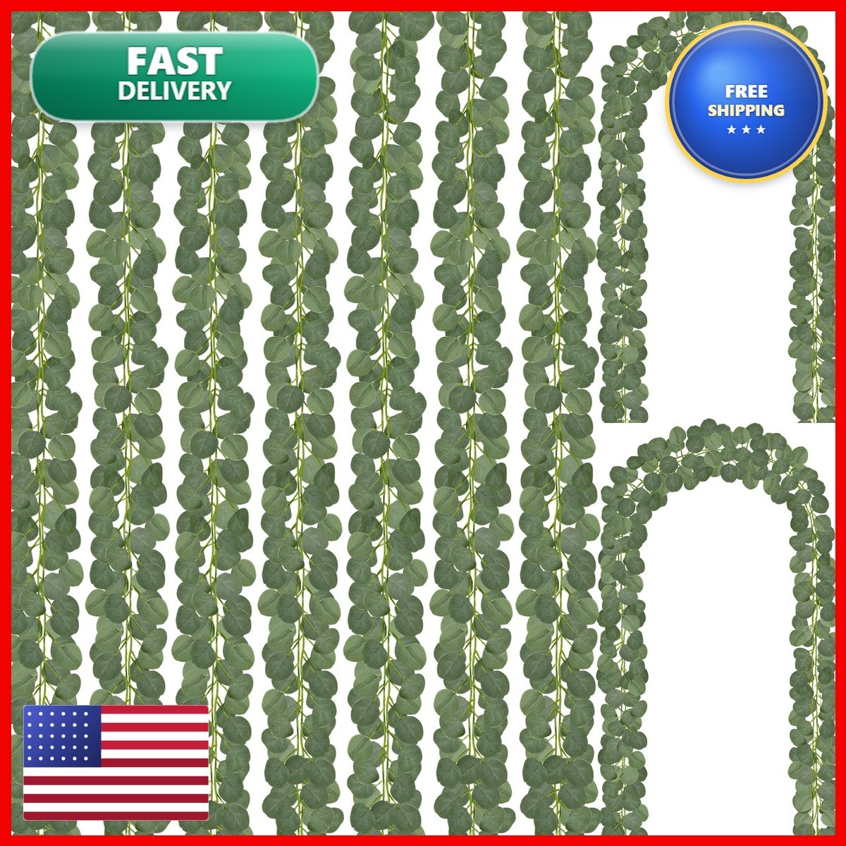 CQURE 48Pcs Eucalyptus Garland,Artificial Eucalyptus Leaves Table Greenery CQURE 48Pcs Eucalyptus Garland,Artificial Eucalyptus Leaves Table Greenery