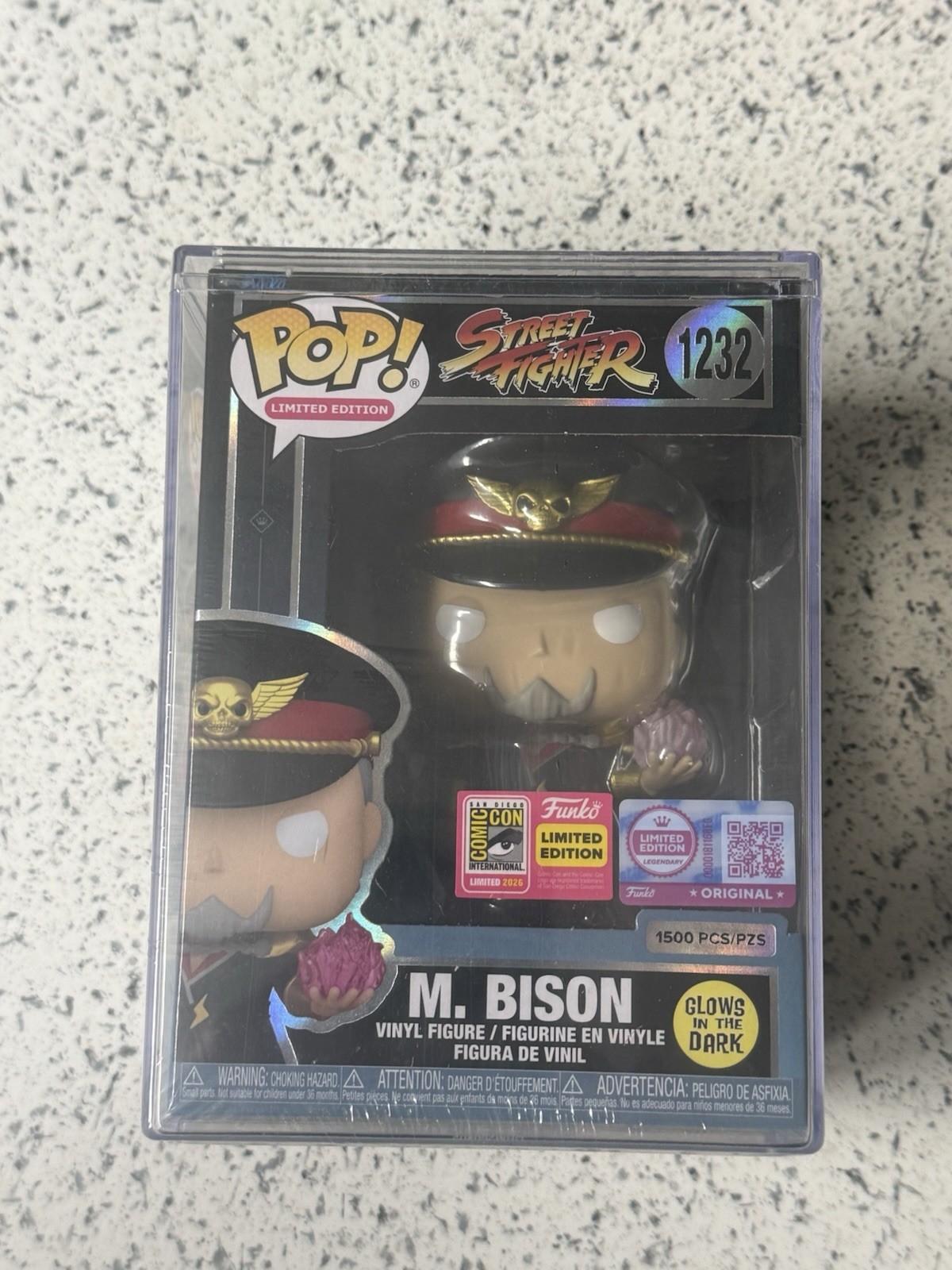 Funko Pop Street Fighter M. Bison #1232 Glow in the Dark SDCC Exclusive LE 1500 Funko Pop Street Fighter M. Bison #1232 Glow in the Dark SDCC Exclusive LE 1500