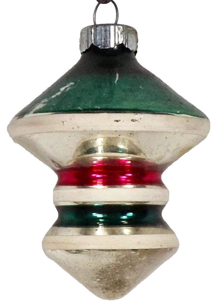 Shiny Brite Christmas Ornament High Drop Red White Teal Stripes 1950s #401 Shiny Brite Christmas Ornament High Drop Red White Teal Stripes 1950s #401