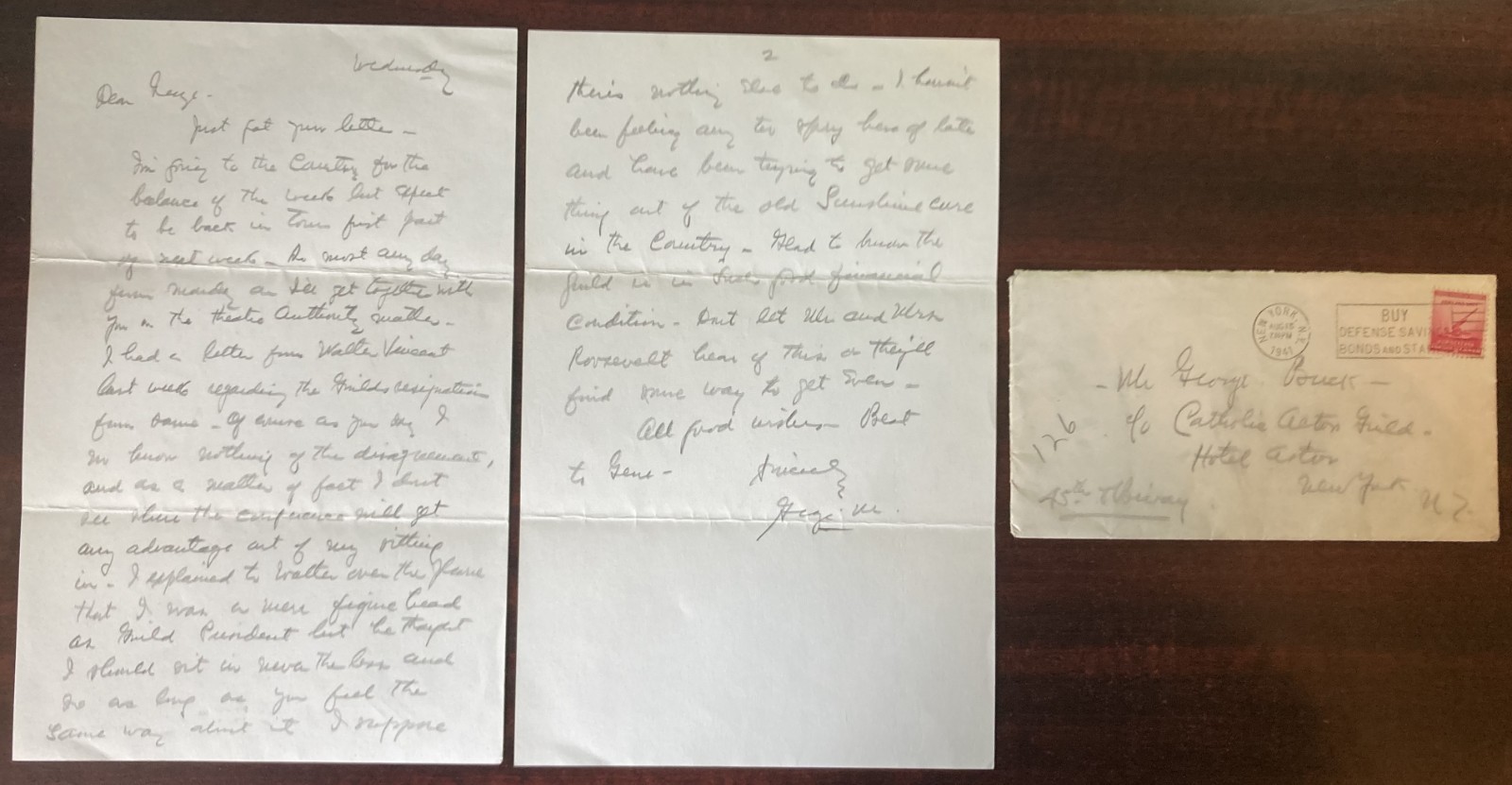 GEORGE M. COHAN-2 pp. Autograph Letter Signed w/ env. -1941-Fascinating content