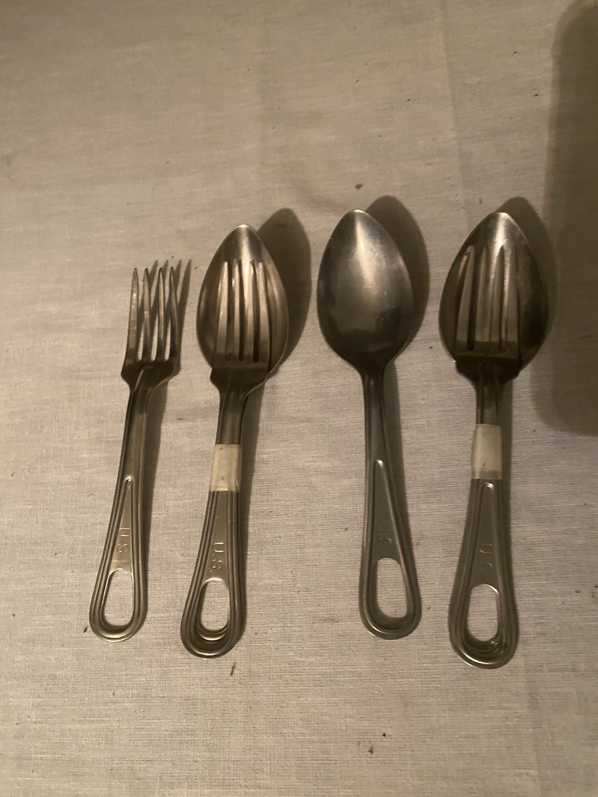 Vintage US Military Mess Kit Utensils Lot 6 Stainless Steel Fork Spoon 